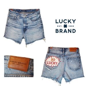 LUCKY BRAND 'SO LUCKY' Womens High Rise Cut Off Jean Shorts